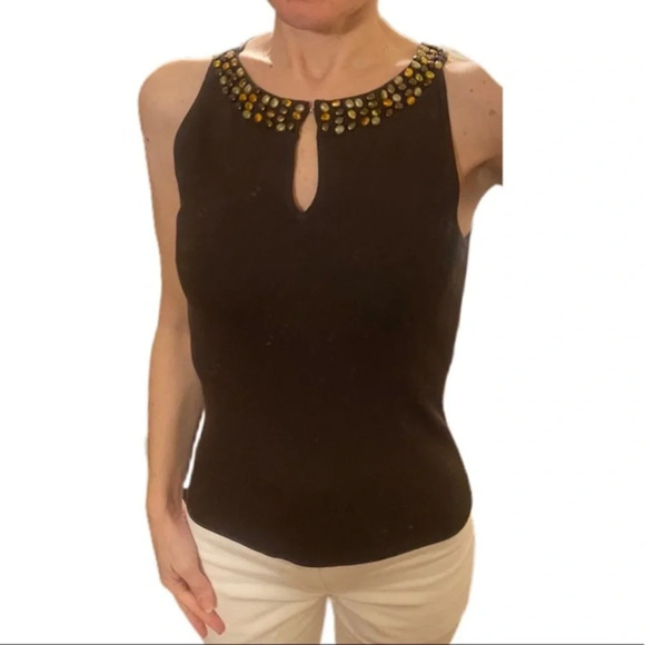 Ann Taylor Loft Rock beaded‎ sweater tank top​ - Picture 4 of 11